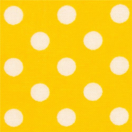 Tissu enduit laminé Cosmo japonais jaune à pois Tissu
