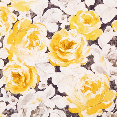 Tela grandes rosas amarillas estilo pintura acuarela Tela