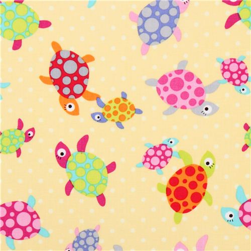 Tissu jaune avec des tortues srie animaux marins par Timeless Treasures Tissu