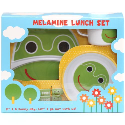 Set vajilla comida bento ni�os amarillo blanco verde con rana de Jap�n 3