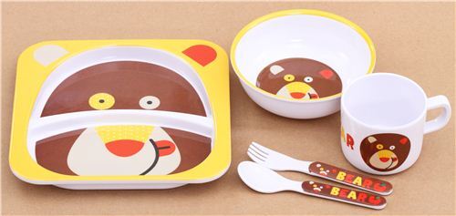 Kids Lunch set Dinner set with bear from Japan 2